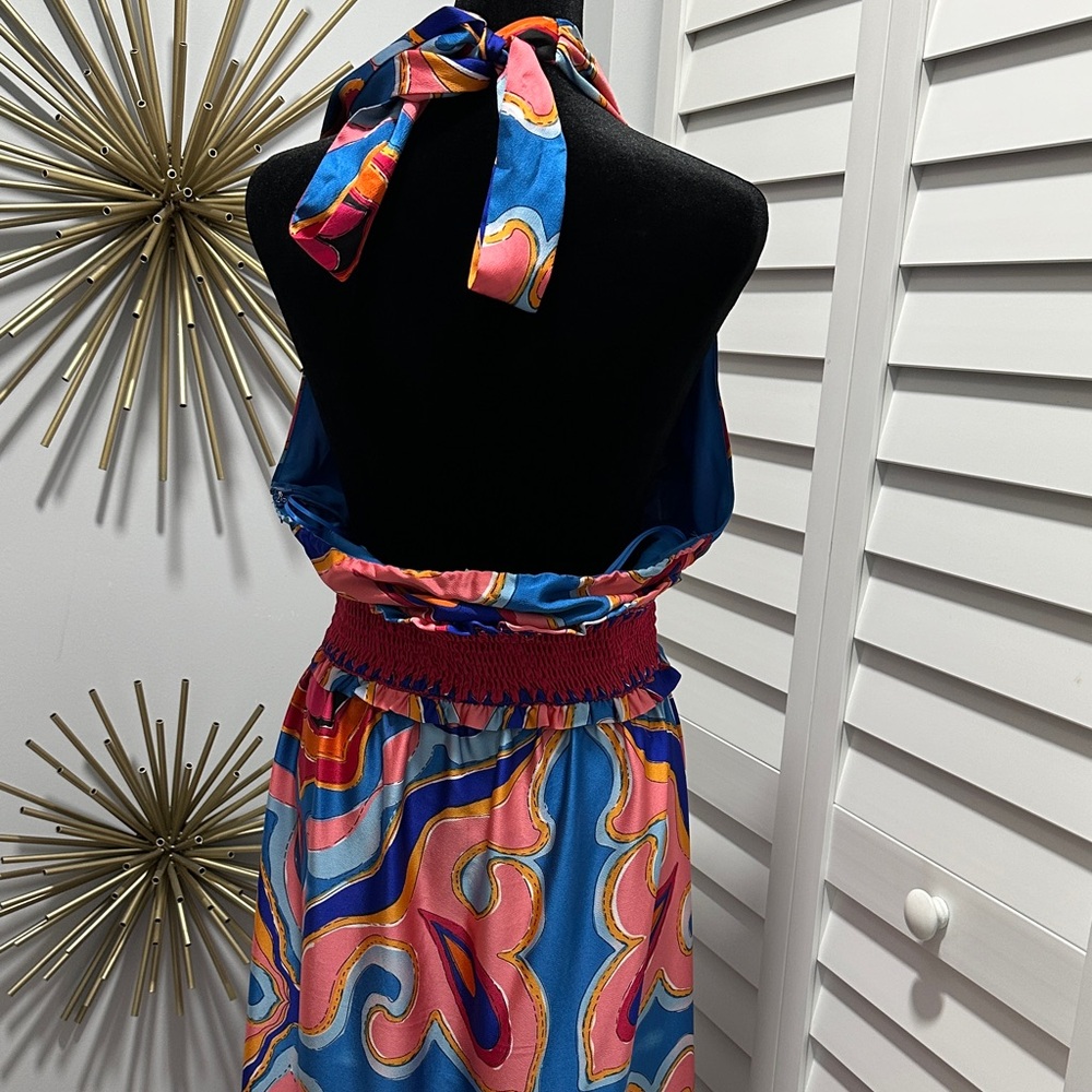 Sugarlips Multicolor Halter Maxi Dress in Blue, Pink, Orange - Picture 2 of 4